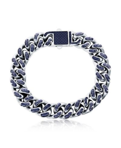 Metallo Stainless Steel 12mm Carbon Fiber Cuban Bracelet