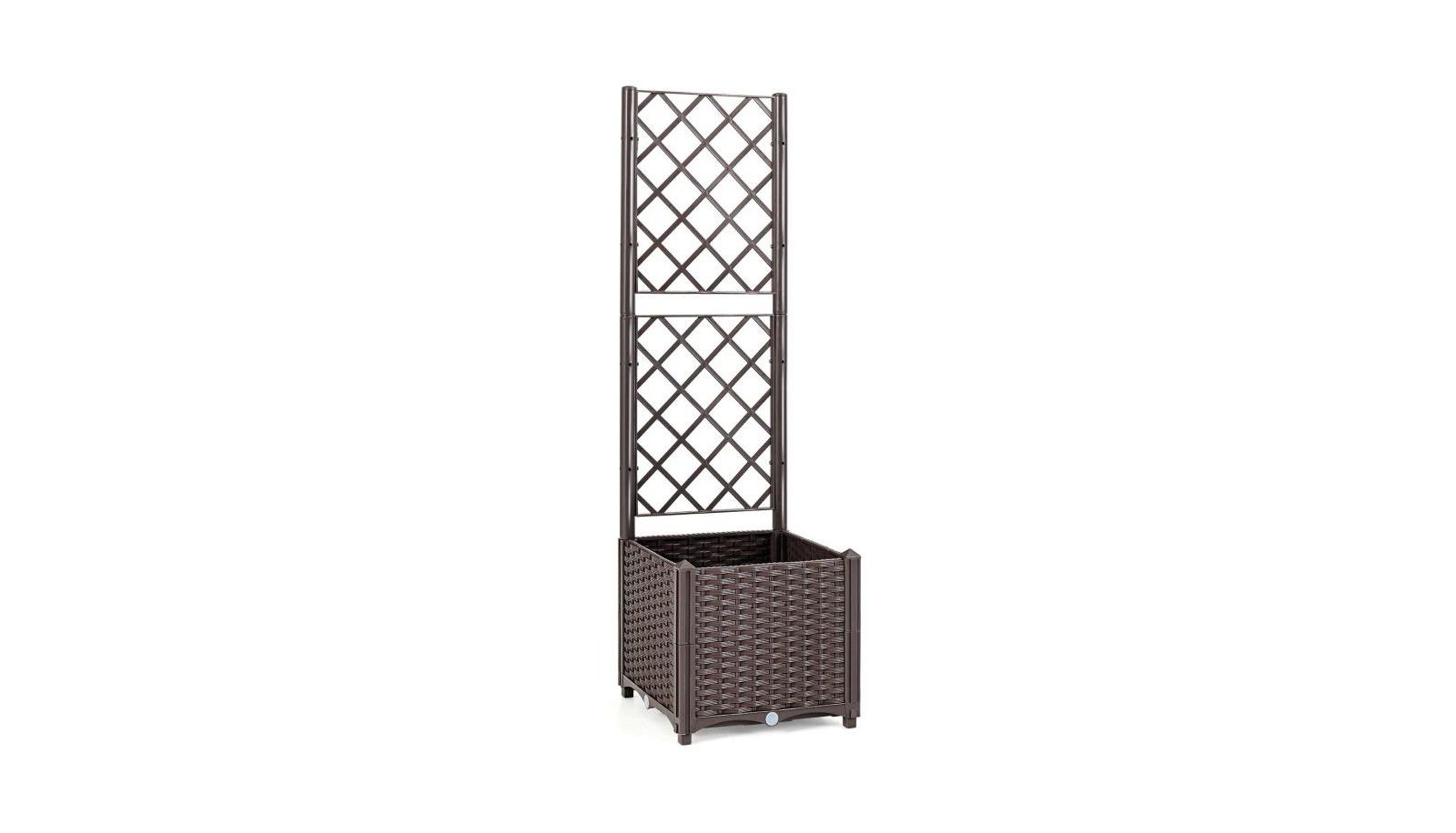 Raised Garden Bed with Trellis Planter Box for Climbing Plants -Brown