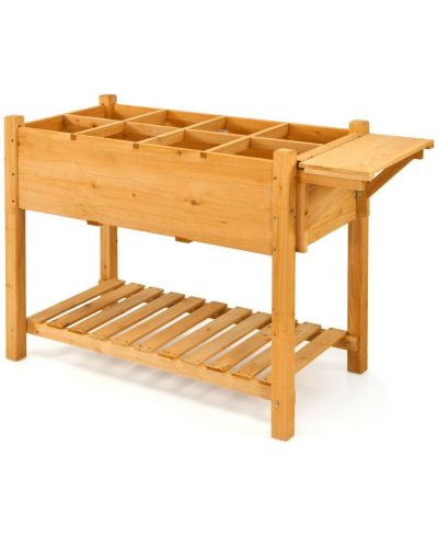 Wooden Elevated Garden Bed with 8 Planting Compartments