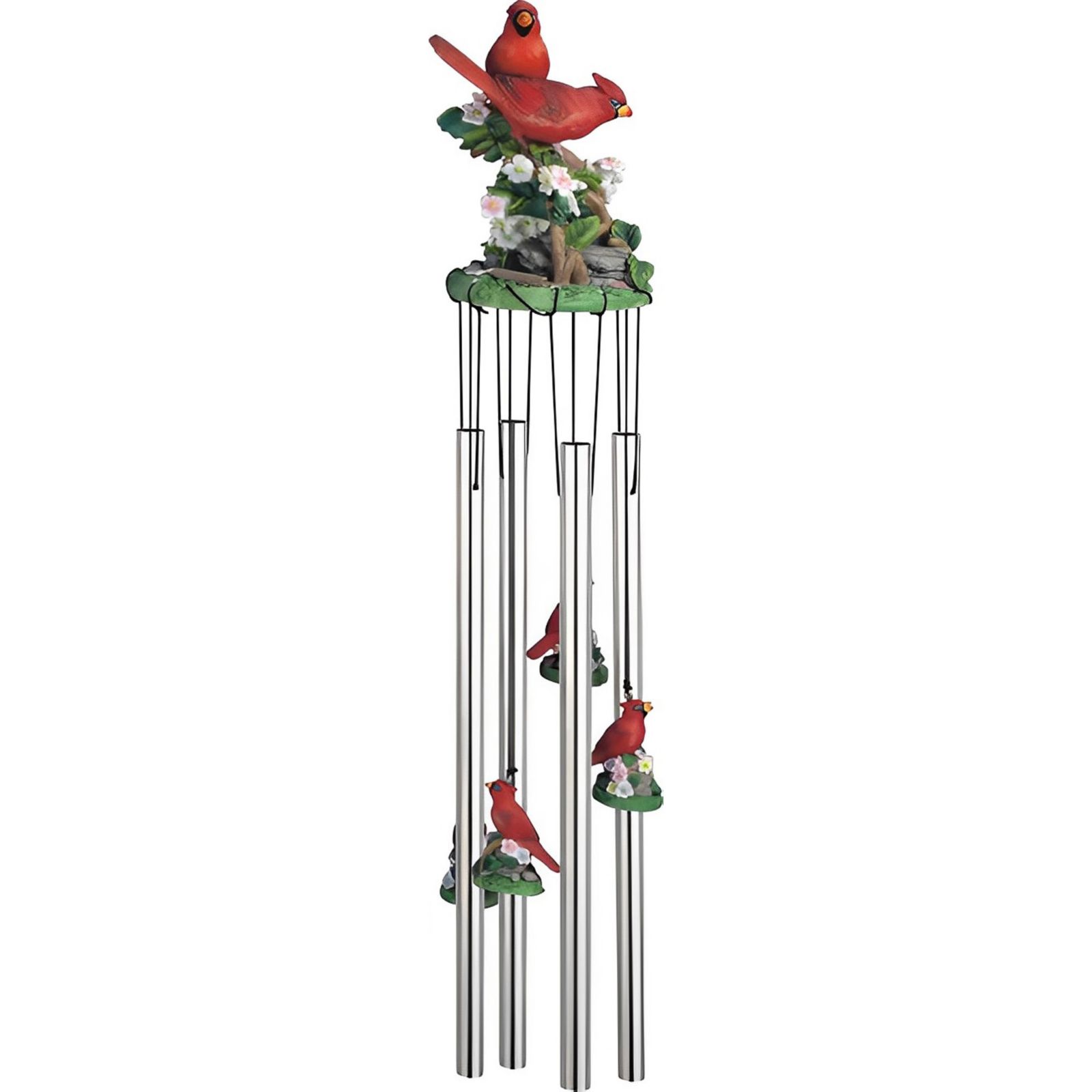 FC Design 23" Long Northern Cardinals Round Top Wind Chime Home Decor Perfect Gift for House Warming, Holidays and Birthdays