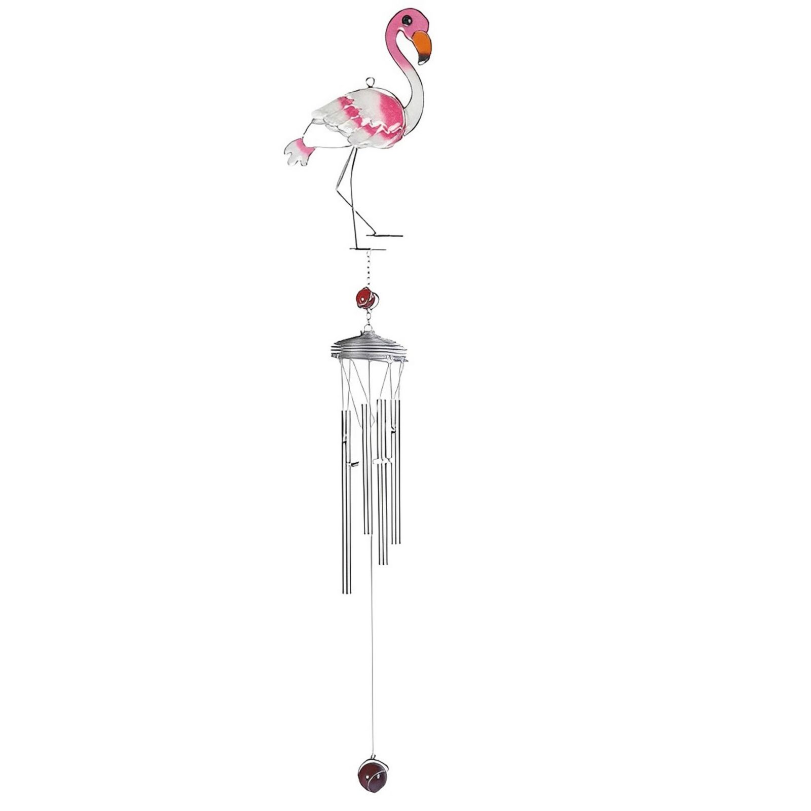 FC Design 35"Long Flamingo Suncatcher Wind Chime with Silver Gem Home Decor Perfect Gift for House Warming, Holidays and Birthdays