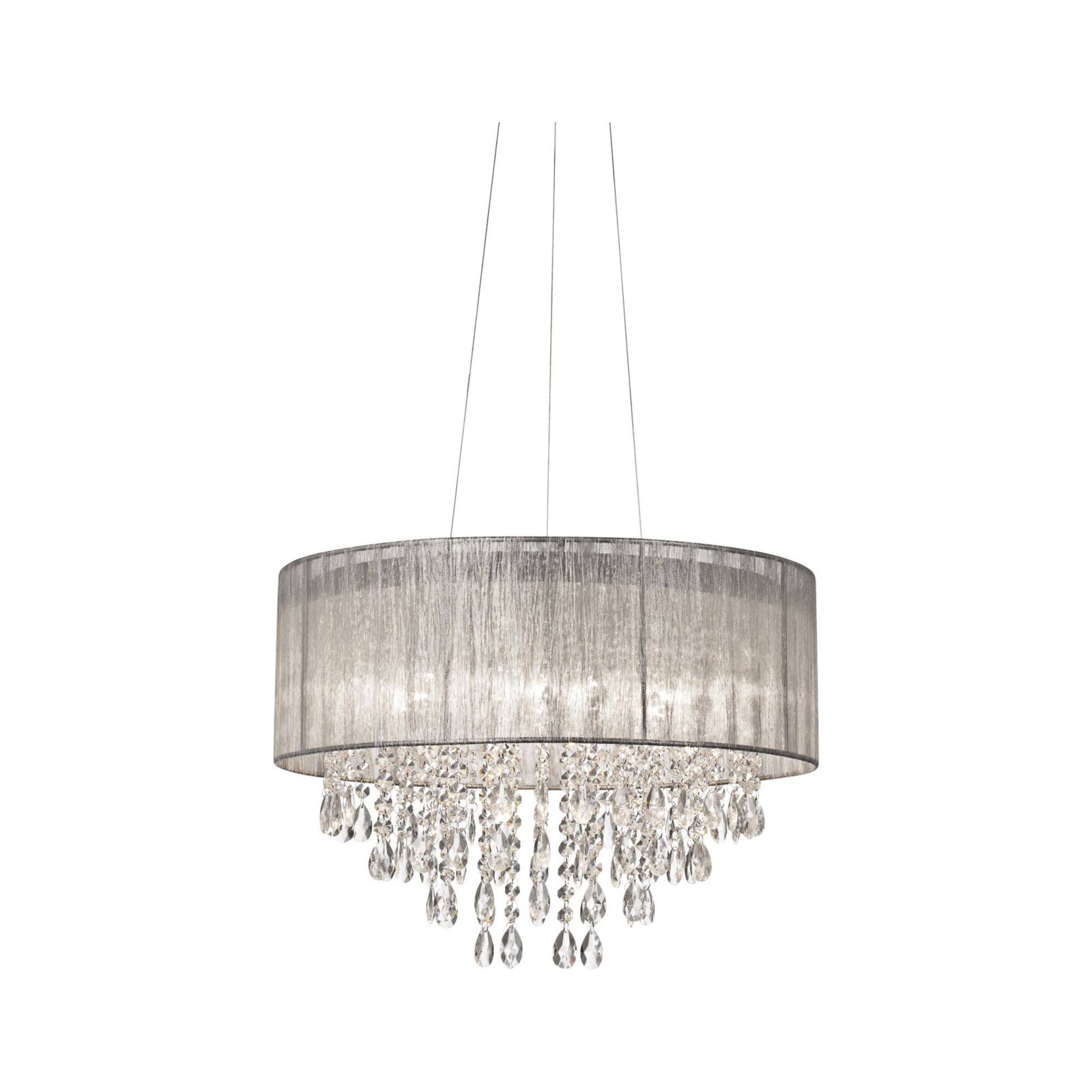Possini Euro Design Chrome 7-Light Crystal Silver Fabric Shade 20" Wide Modern Fixture Chandelier Lighting
