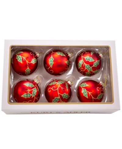 Kurt Adler набор елочных украшений Glass Berry and Holly Leaves, 6 piece set
