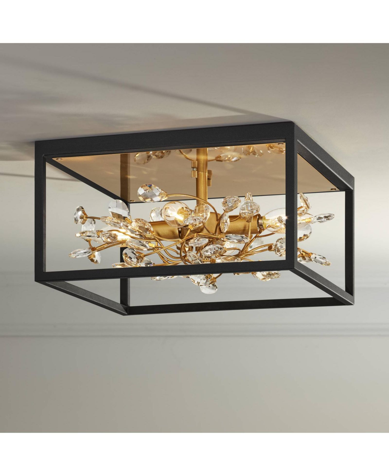 Современный потолочный светильник Possini Euro Design Carrine с кристаллами, 14 1/4" Wide, 4-Light