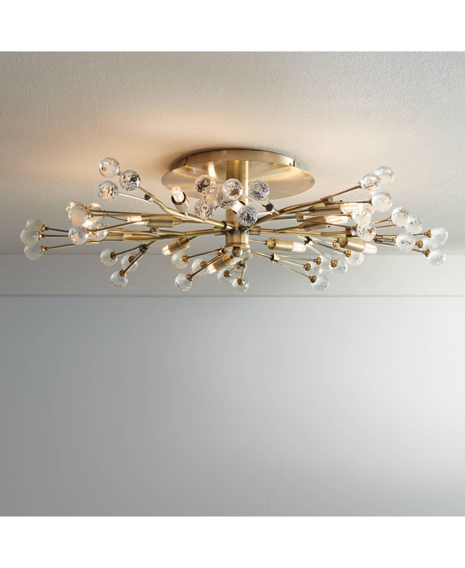 Современный потолочный светильник Possini Euro Design LED Brass 10-Light Crystal Berry 27.5" Wide