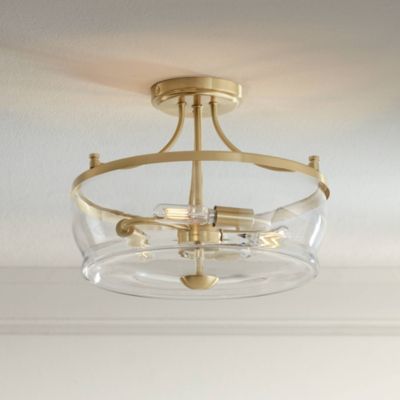 Possini Euro Design Alia Modern Потолочный светильник 14" Warm Brass с прозрачными стеклянными плафонами для спальни гостиной коридора