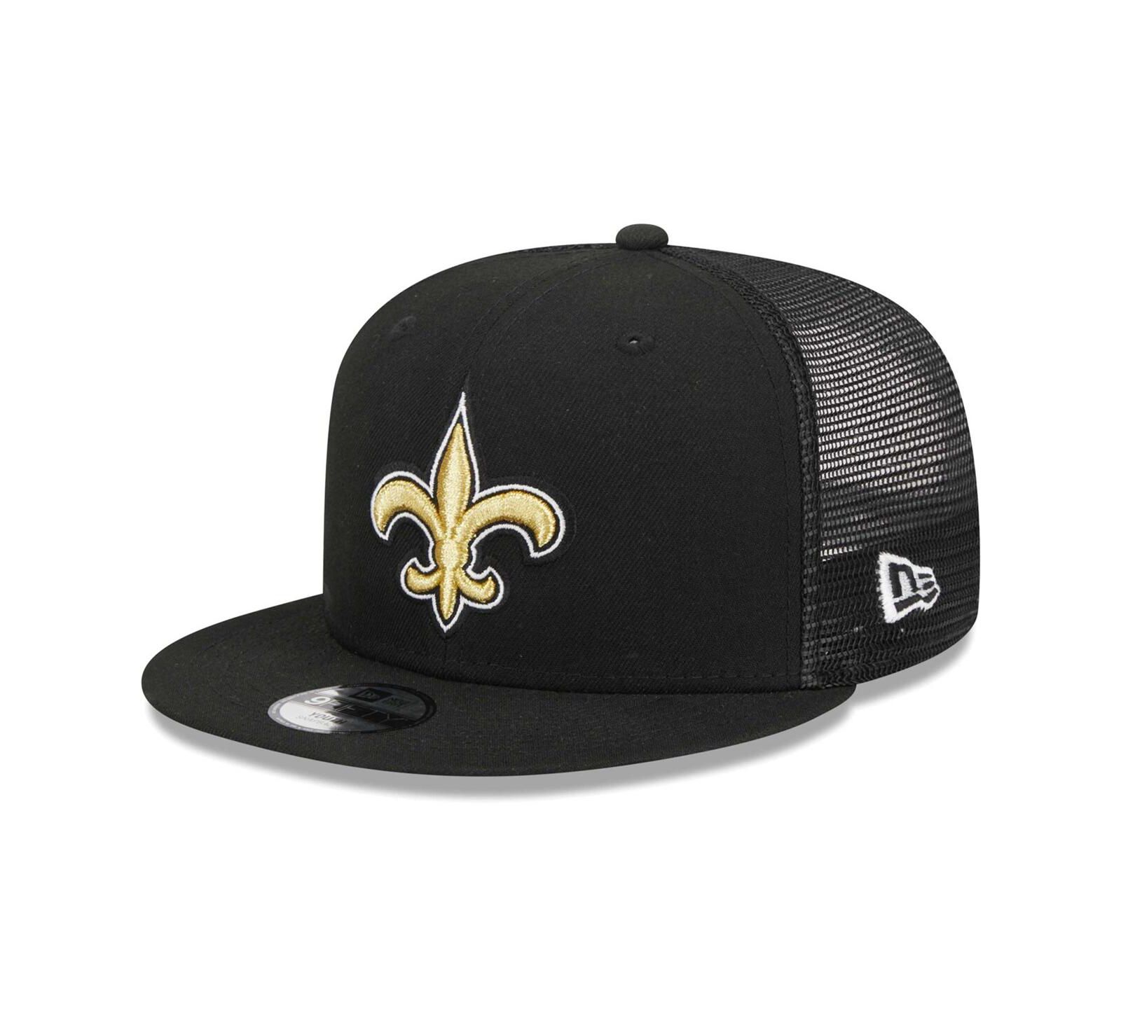 Big Boys and Girls New Era Black New Orleans Saints Main Trucker 9FIFTY Snapback Hat