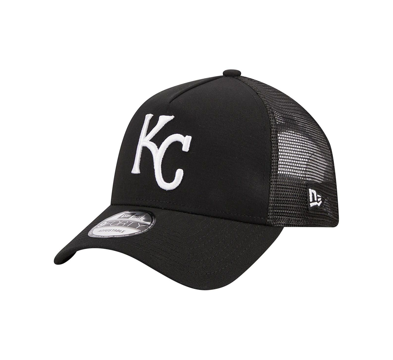 Men's New Era Black Kansas City Royals A-Frame 9FORTY Trucker Adjustable Hat