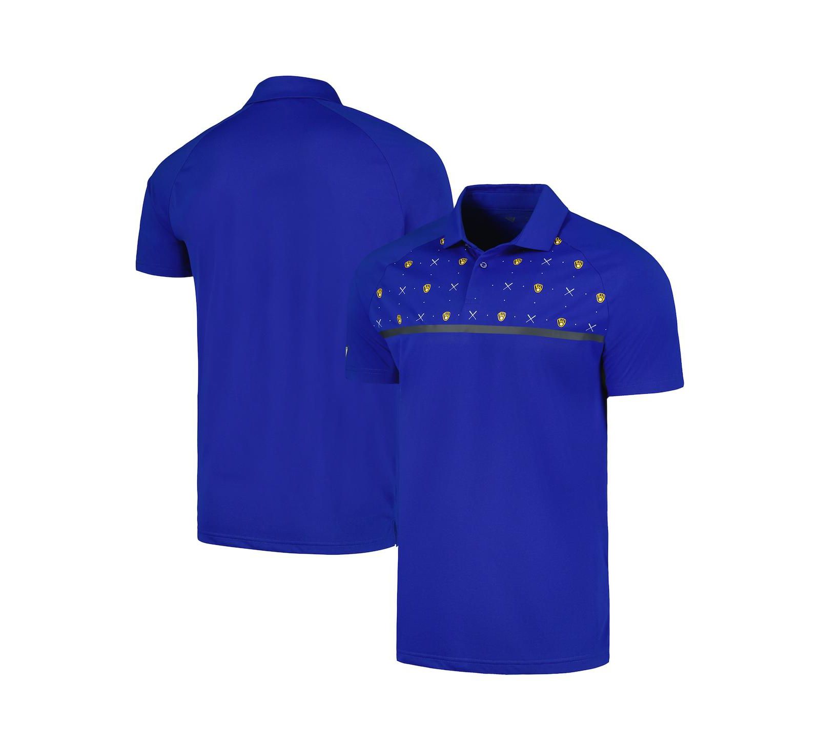 Men's LevelWear Royal Milwaukee Brewers Sector Batter Up Raglan Polo Shirt