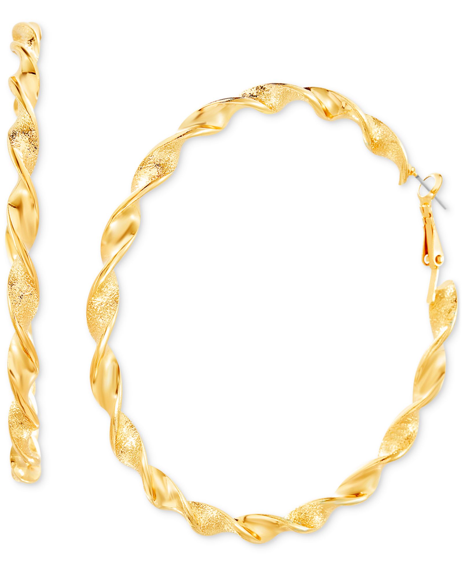 Серьги kensie Gold-Tone Twisted Hoop 3"