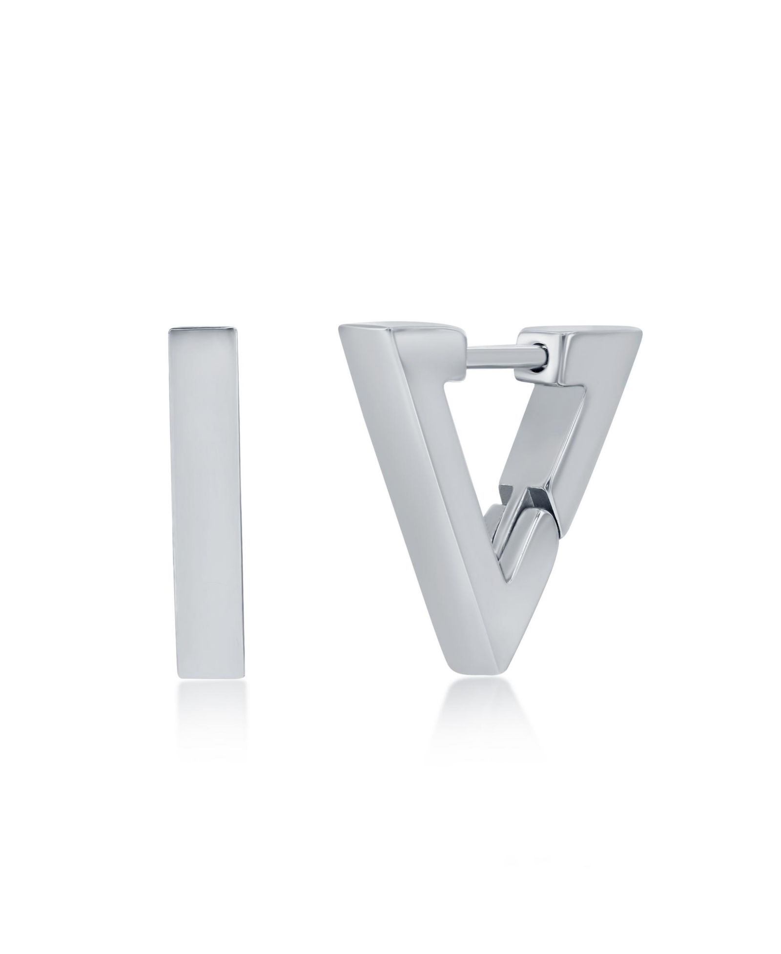 Mens Stainless Steel 13mm Polished Triangle Earrings