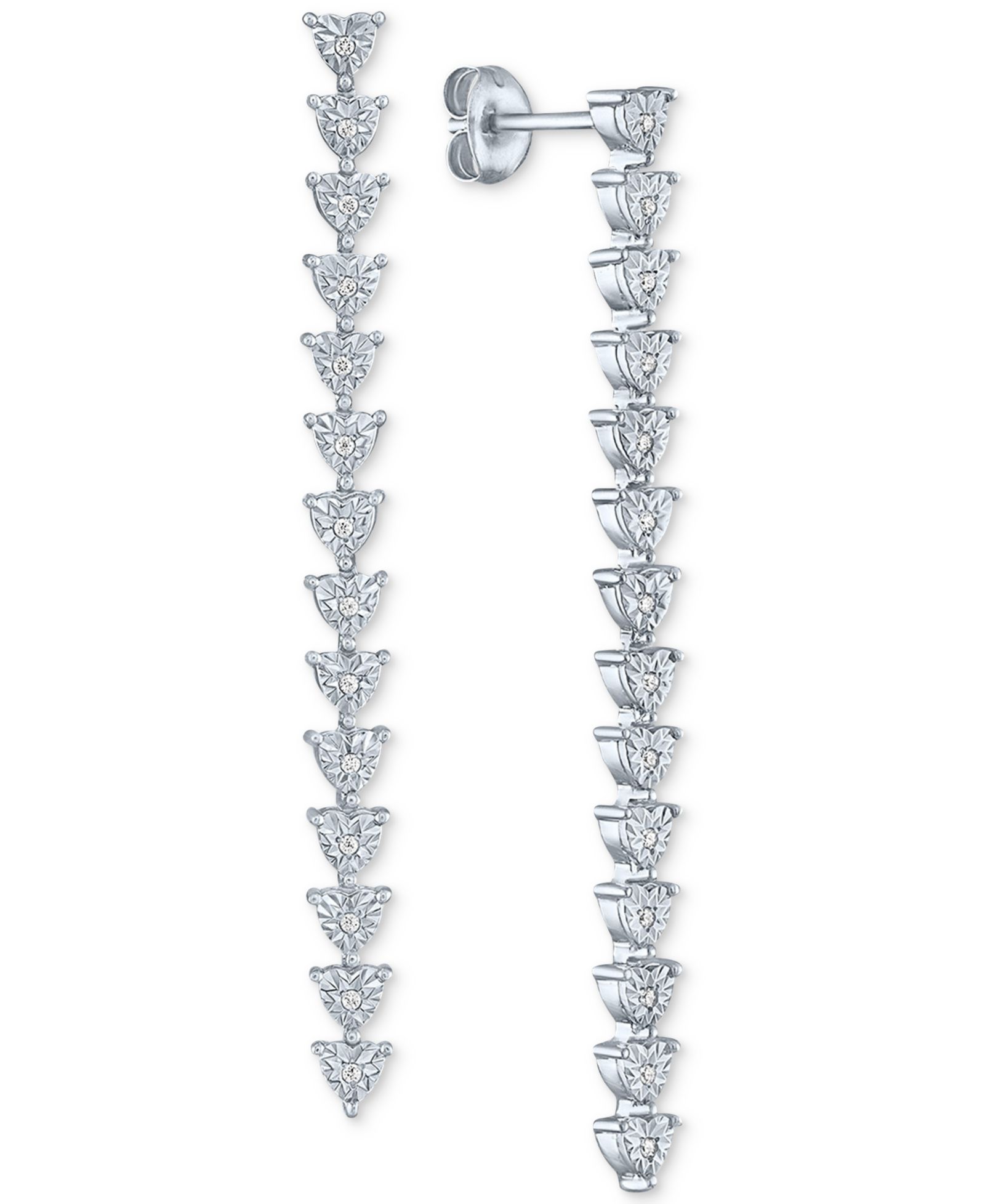 Серьги-подвески Diamond Linear Drop (1/10 ct. t.w.) из стерлингового серебра