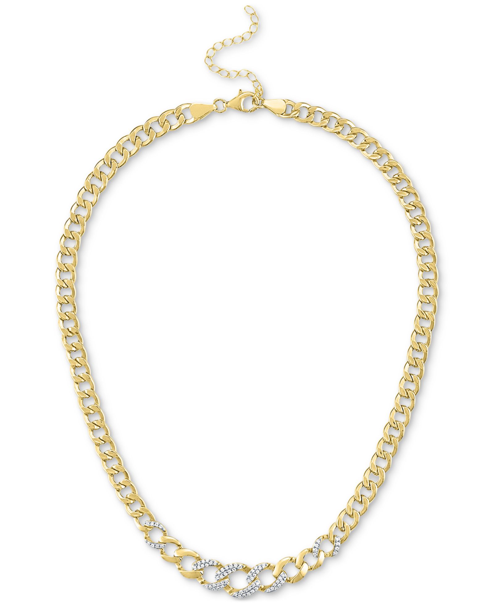 Цепочка-ожерелье Diamond Cuban Link 18" в 14k Gold-Plated Sterling Silver