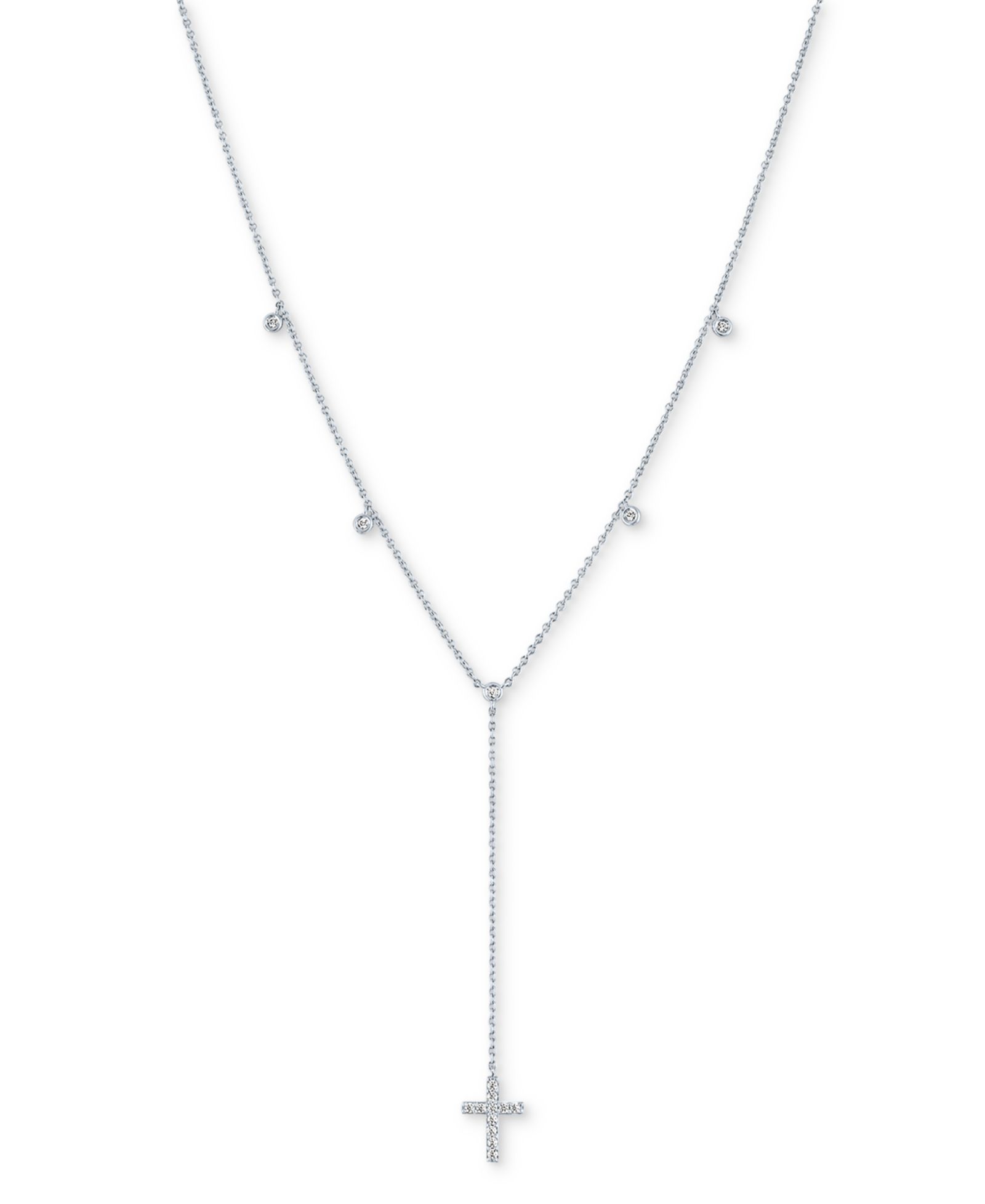 Ожерелье Macy's Diamond Cross 18" Lariat (1/5 ct. t.w.) в Sterling Silver