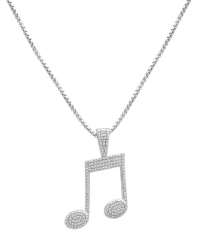 Men's Diamond Pavé Music Note 22" Pendant Necklace (1/4 ct. t.w.) in Sterling Silver