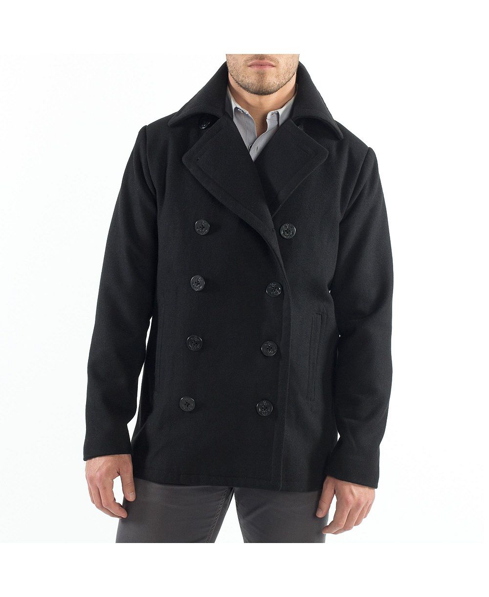 Alpine Swiss Mason Mens Wool Blend Pea Coat Jacket Double Breasted Dress Coat