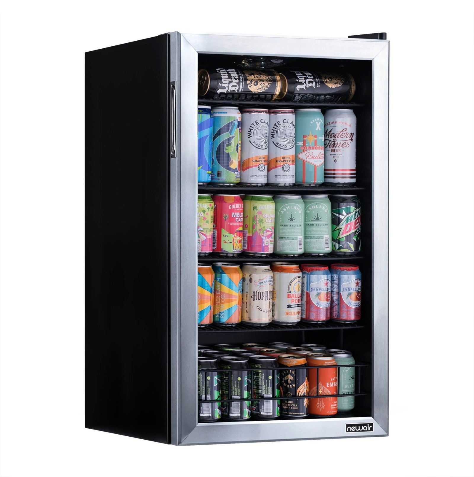 Newair холодильник для напитков на 126 банок, из нержавеющей стали с регулируемыми полками