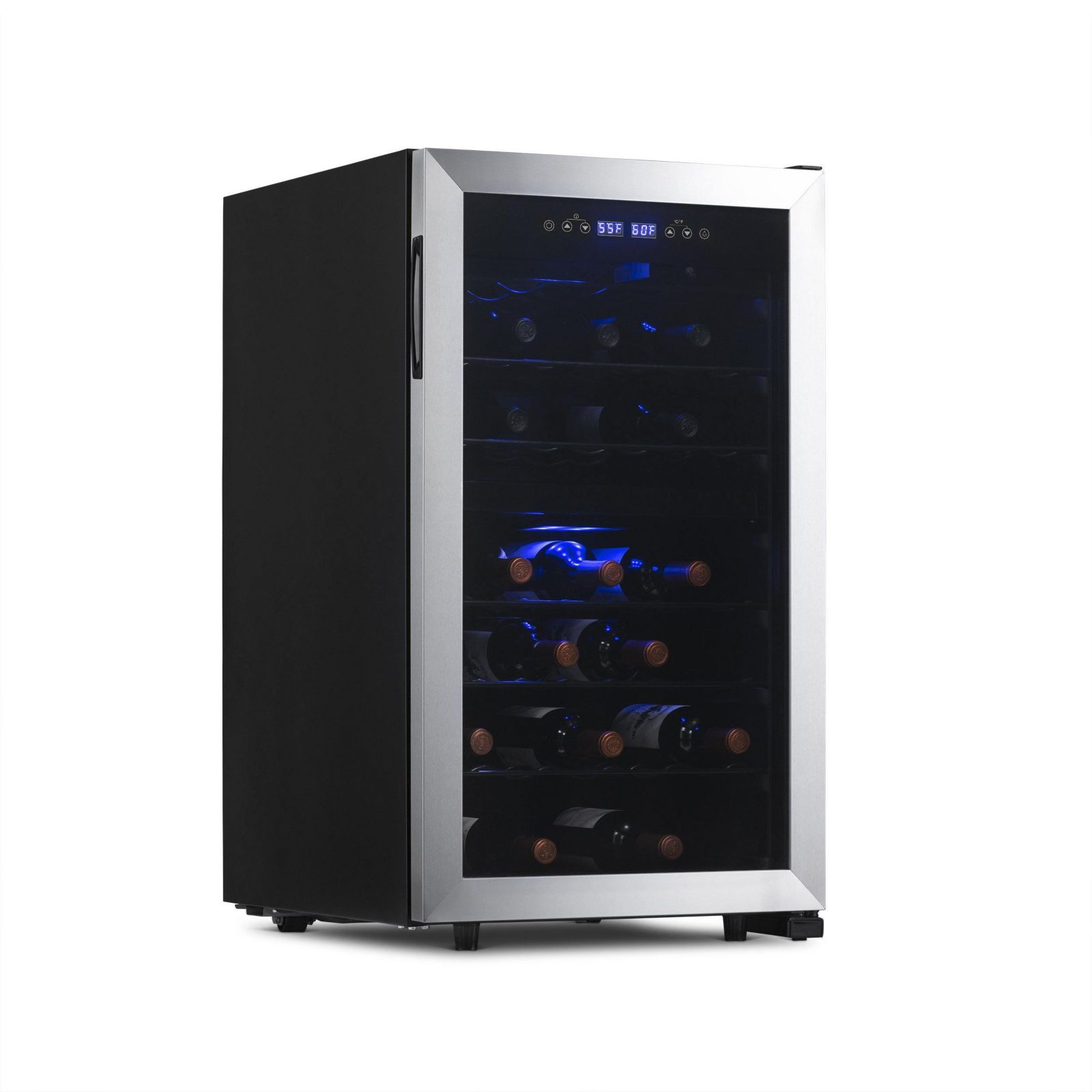 Newair 43-Bottle 18.9" Stainless Steel Freestanding Dual Zone Wine Fridge