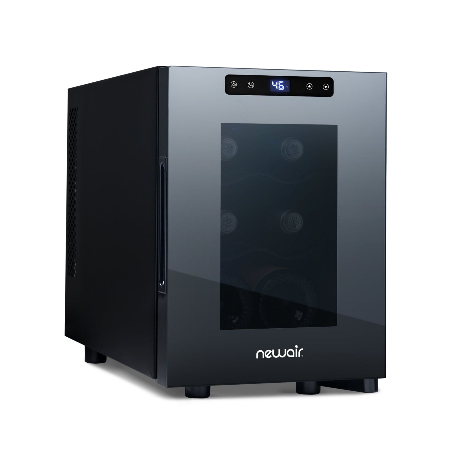 Newair Shadow-T Series Wine Cooler Refrigerator, 6 Bottle Countertop Mirrored Compact Wine Cellar with Triple-Layer Tempered Glass Door