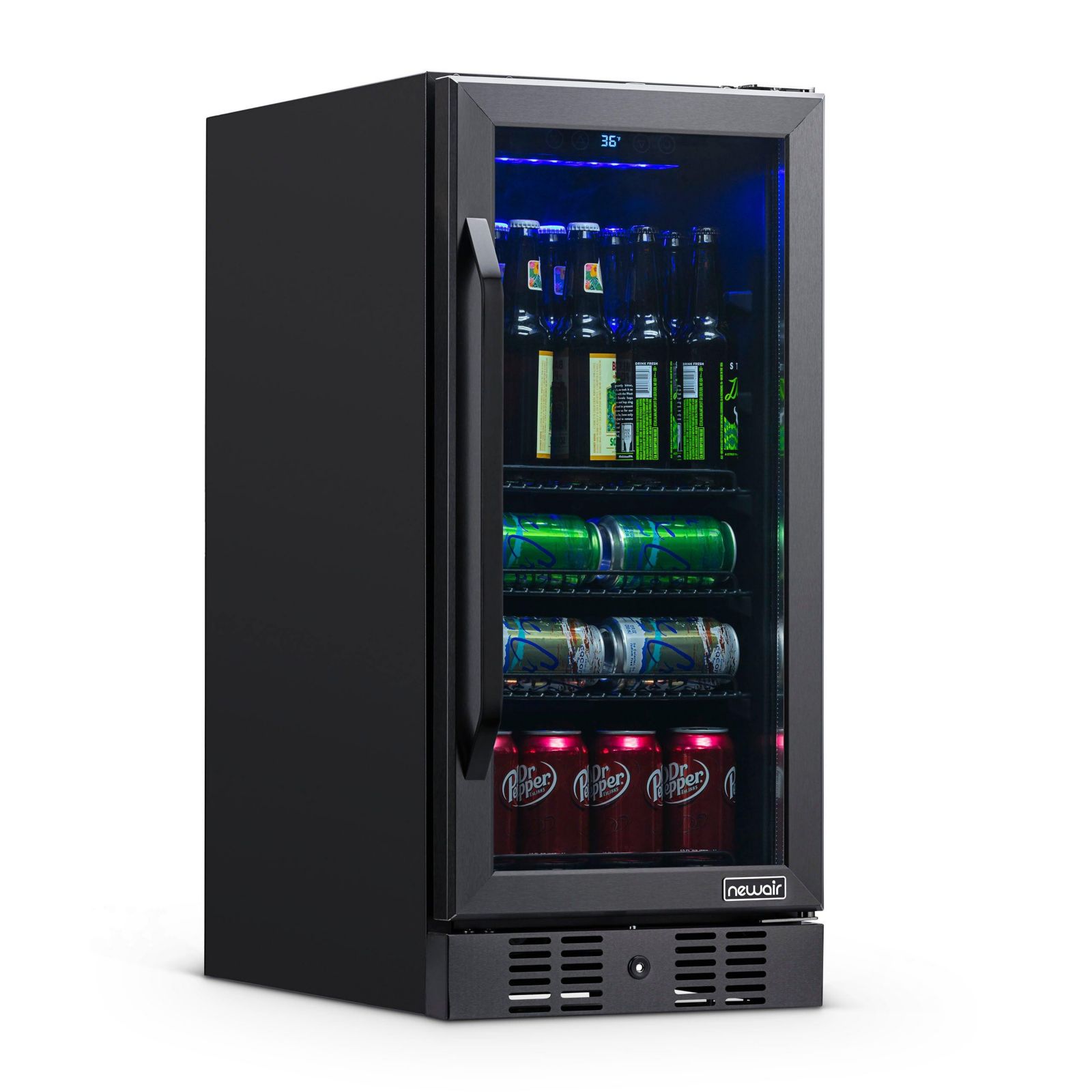 Newair 96-Can Built-In Black Beverage Fridge - 15"