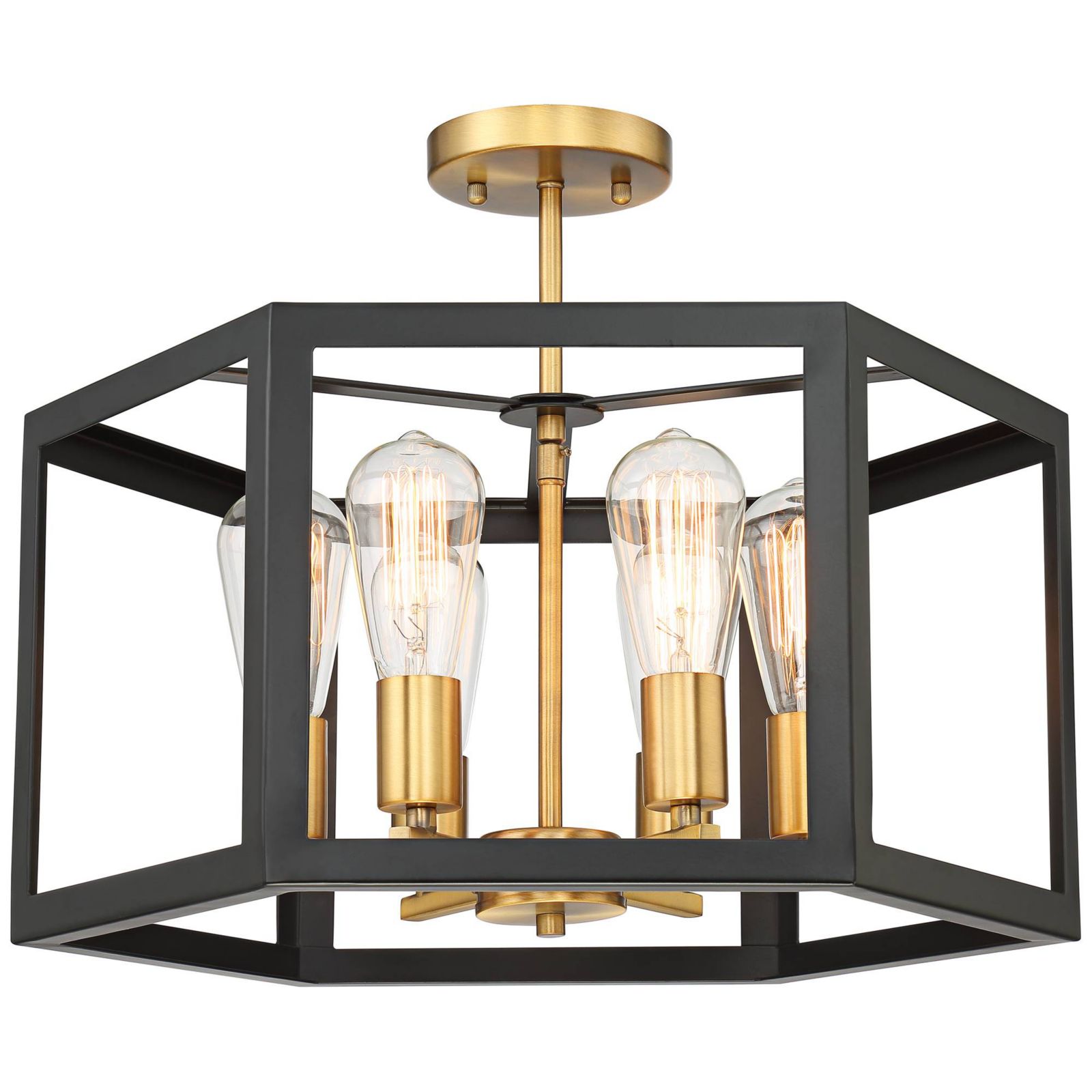 Possini Euro Design Beni Semi Flush Mount Ceiling Light with 6-Light Industrial Modern Farmhouse Fixture for Bedroom or Kitchen