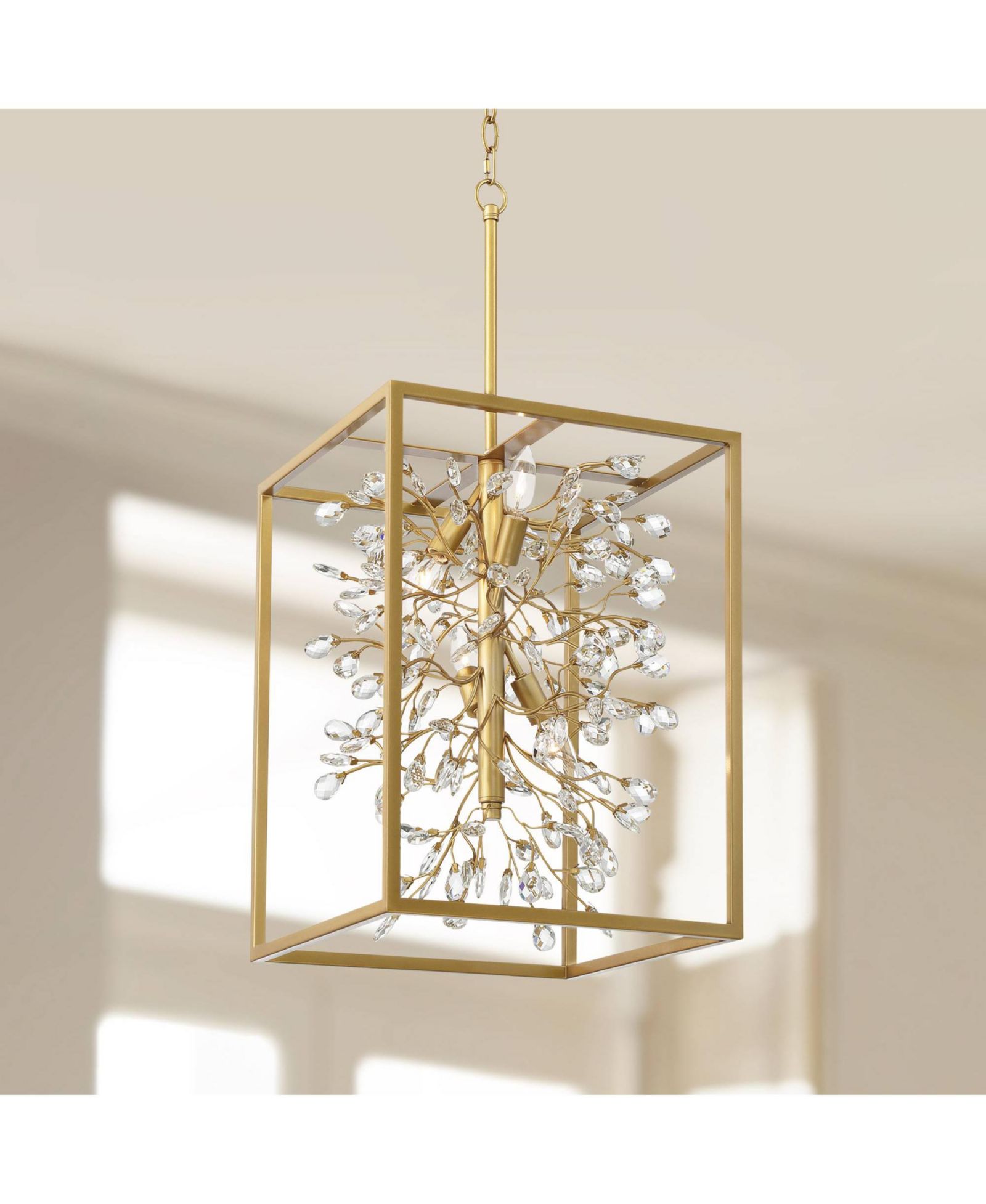Люстра-подвеска Possini Euro Design Light Brass Gold с прозрачным кристаллом 15 1/4" для столовой