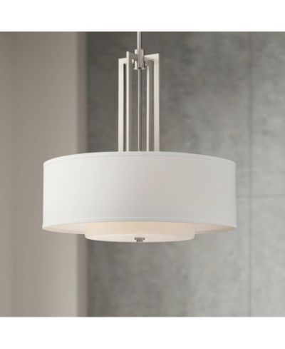 Possini Euro Design современный подвесной светильник с матовым никелем, стеклянный плафон, 24" Wide, для столовой и кухни