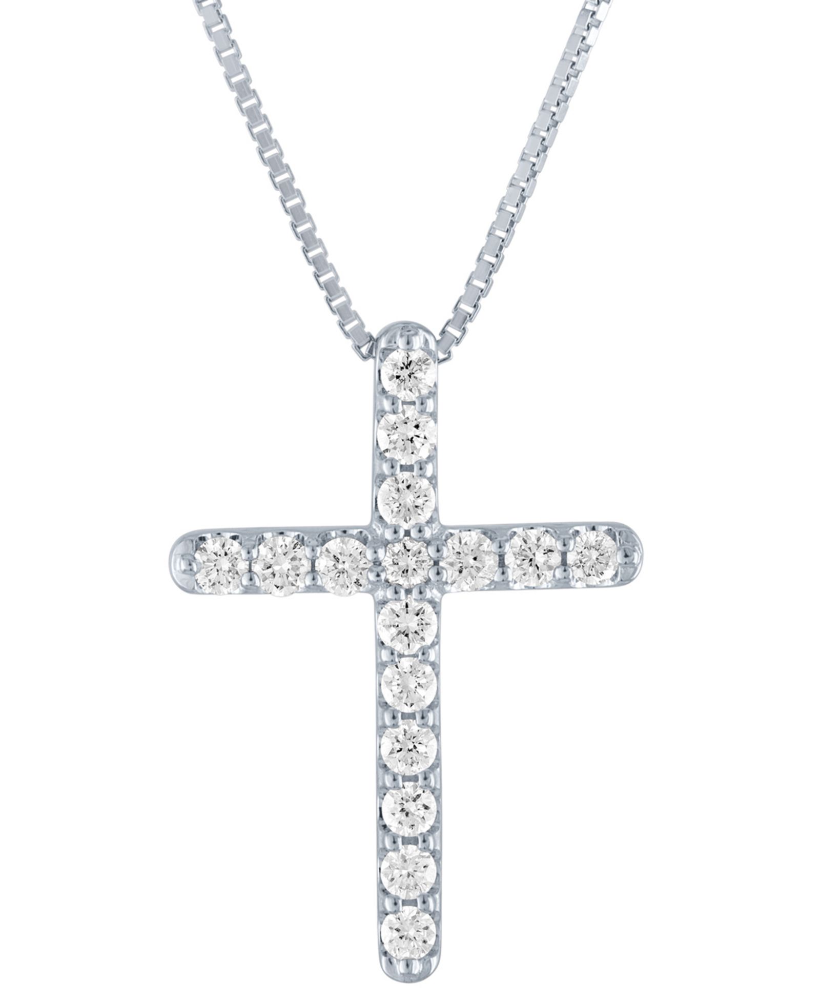 Подвеска с Lab Grown Diamond Cross в Sterling Silver, 16" + 2" extender