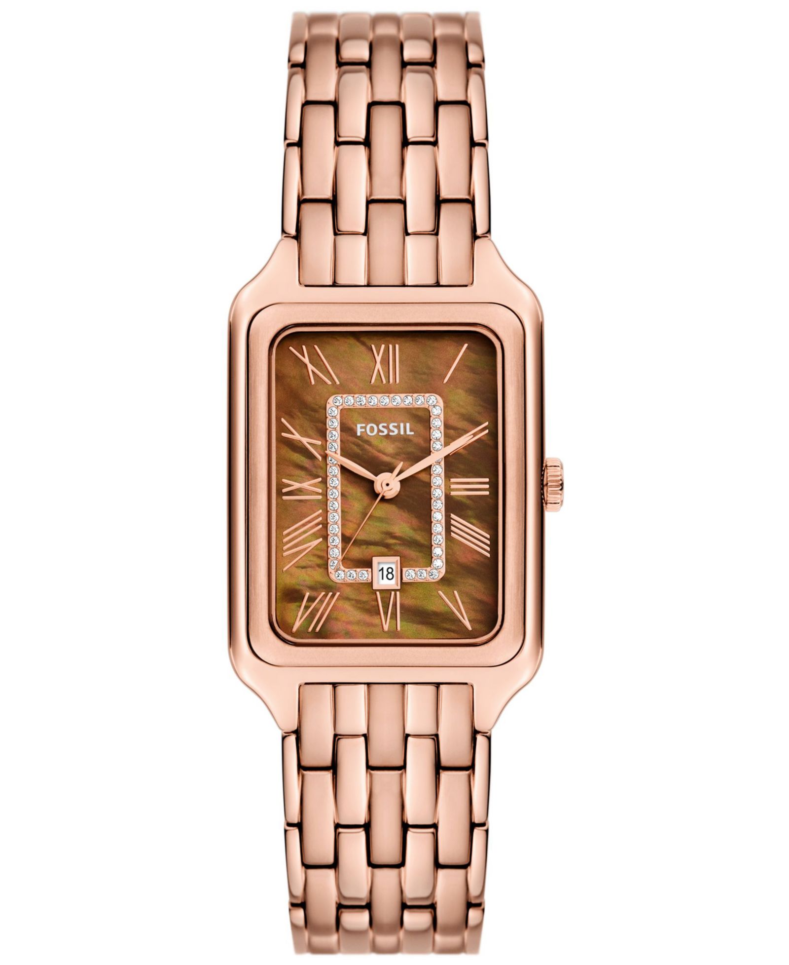 Fossil Women's Raquel Three-Hand Date Rose Gold-Tone Stainless Steel Watch 26mm