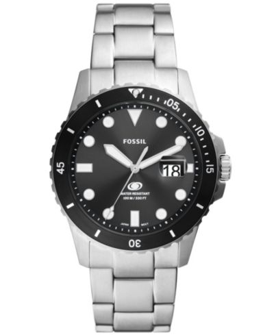 Мужские часы Fossil Blue Dive Three-Hand Date Silver-Tone Stainless Steel 42mm
