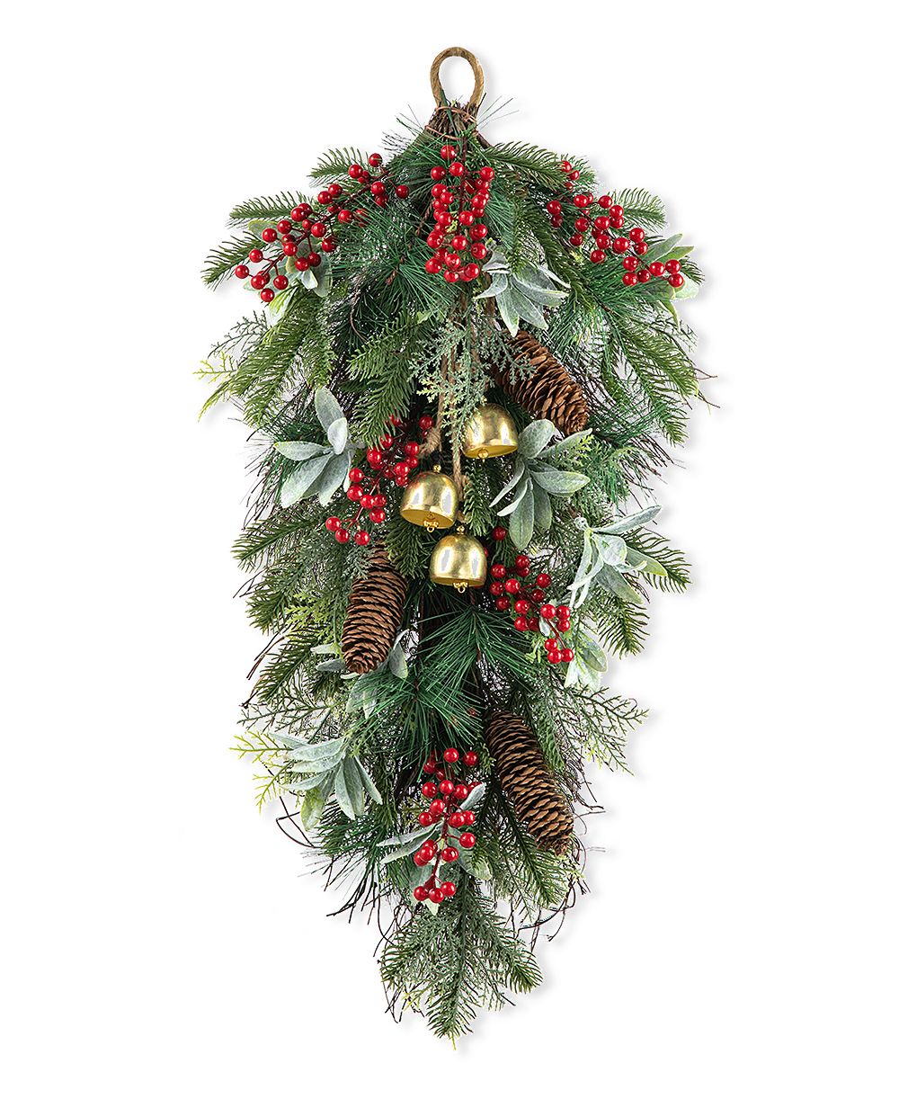 Glitzhome 26" H Berry, Pinecone and Bell Teardrop
