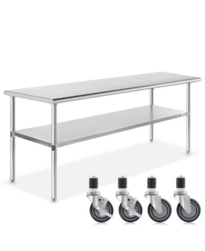 GRIDMANN 60 x 30 Inch Stainless Steel Table with 4 Casters (Wheels), NSF Commercial Kitchen Work and Prep Table