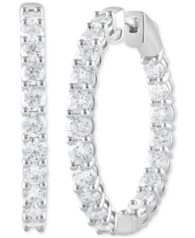 Badgley Mischka Серьги-кольца Hoop Huggie In & Out Small Diamond in 14k White, Yellow or Rose Gold