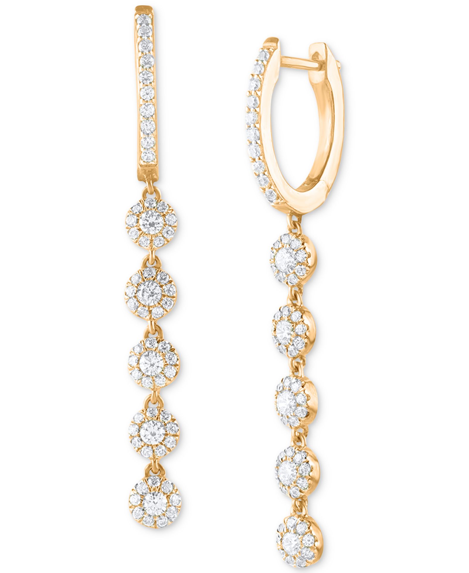 Серьги-подвески Diamond Halo (1 ct. t.w.) в 14k Gold