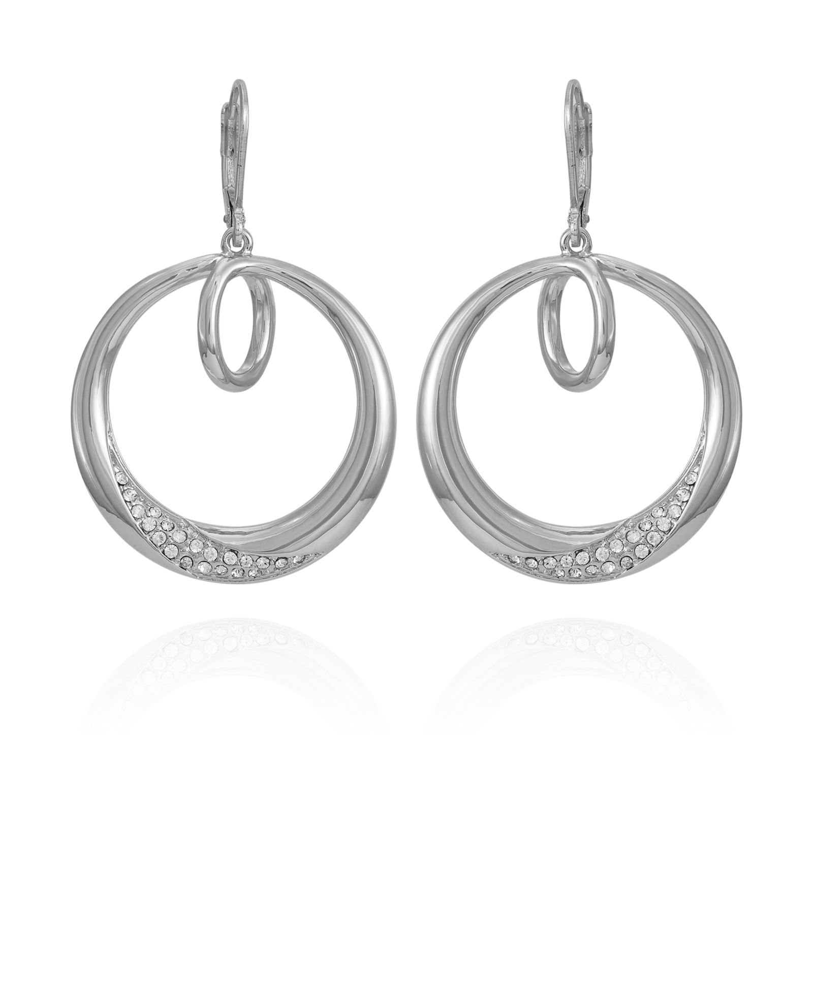 Серьги-кольца Vince Camuto Silver-Tone Glass Stone Bold Hoop Drop