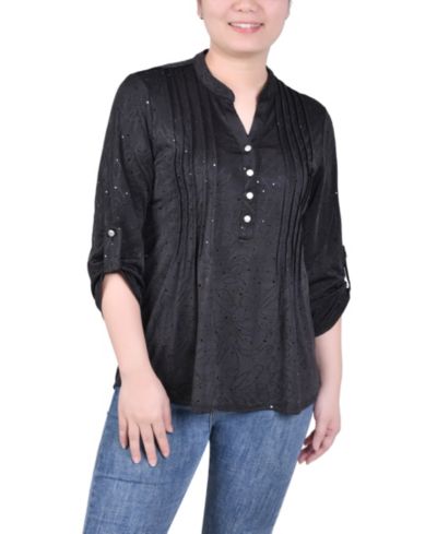 NY Collection Petite топ с рукавом 3/4 и V-образным вырезом