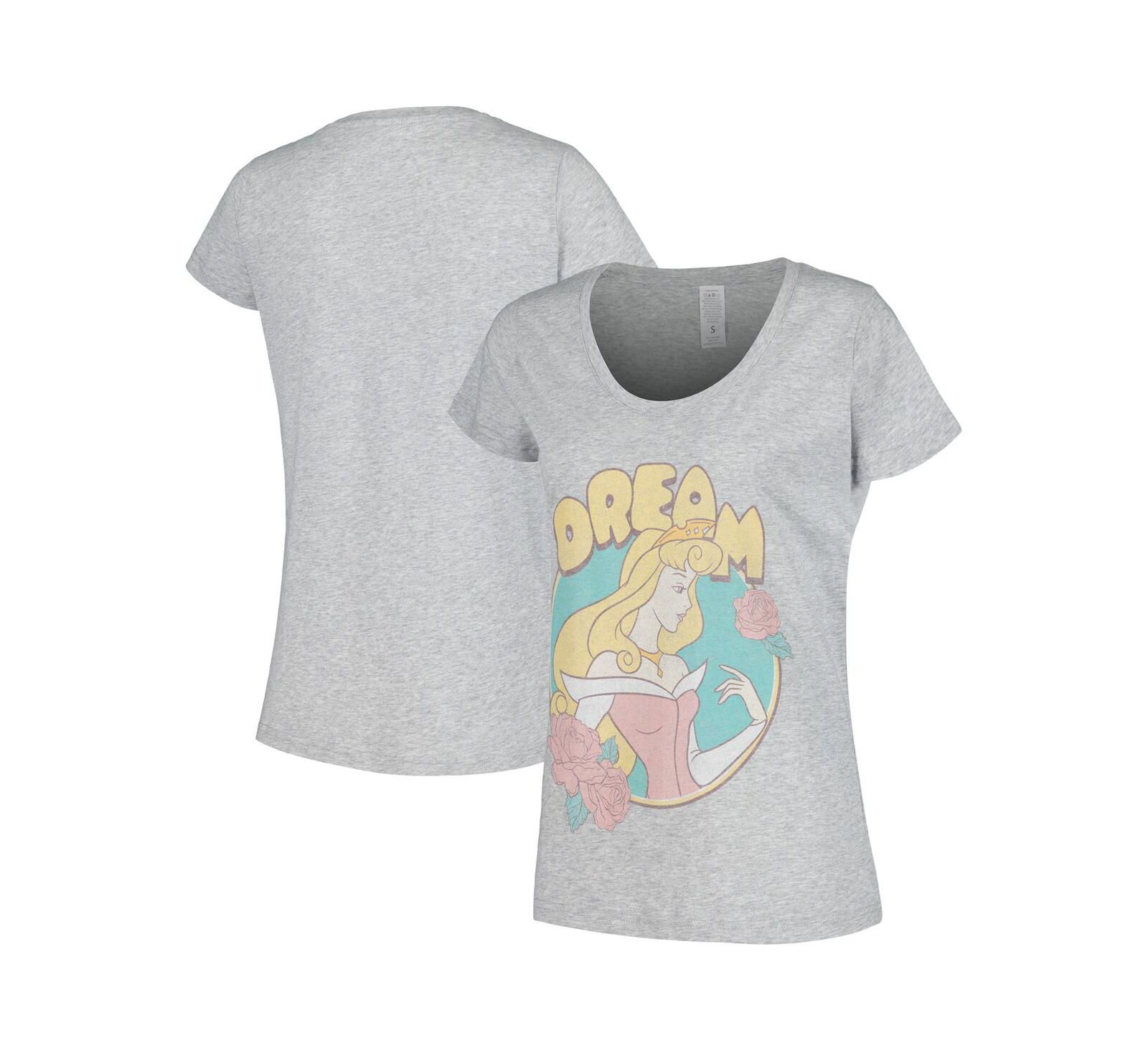 Женская футболка Mad Engine Heather Gray Sleeping Beauty Dream Aurora Scoop Neck