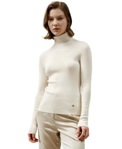 LILYSILK Женский джемпер Seamless Silk-Cashmere Blend Turtleneck Sweater