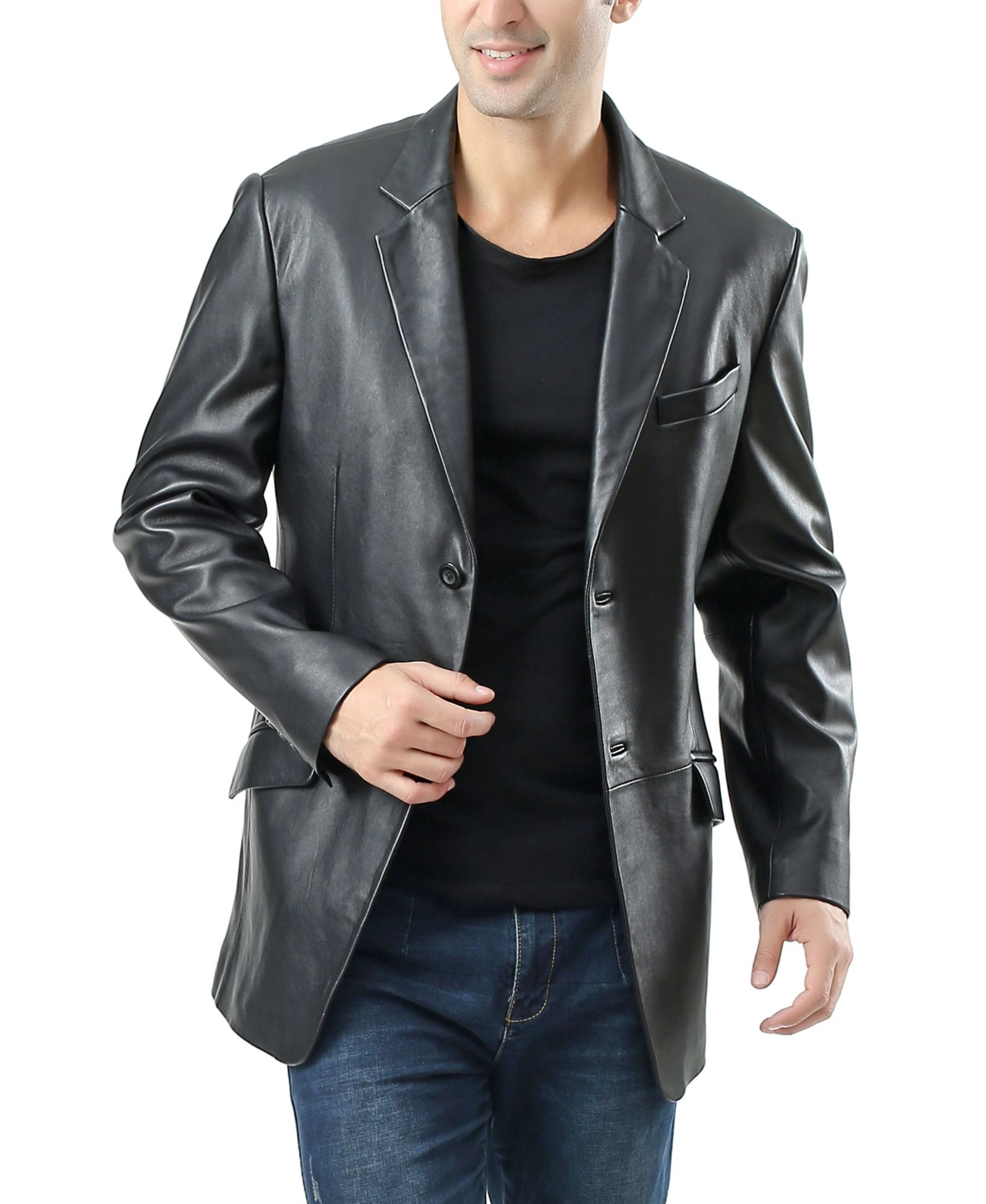 Мужской кожаный блейзер BGSD Men Benji Two-Button