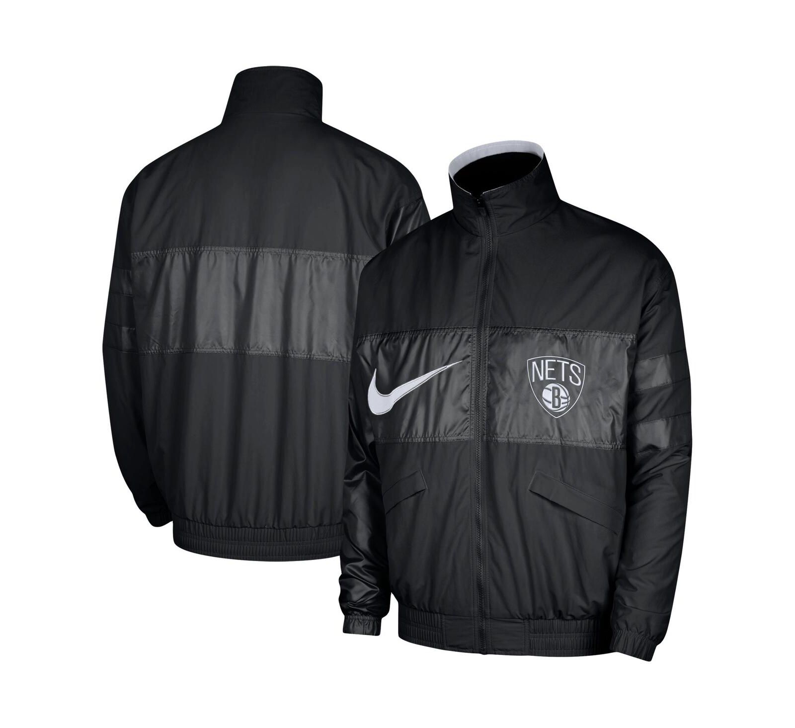 Мужская куртка Nike Brooklyn Nets Courtside Versus Capsule на молнии, черная