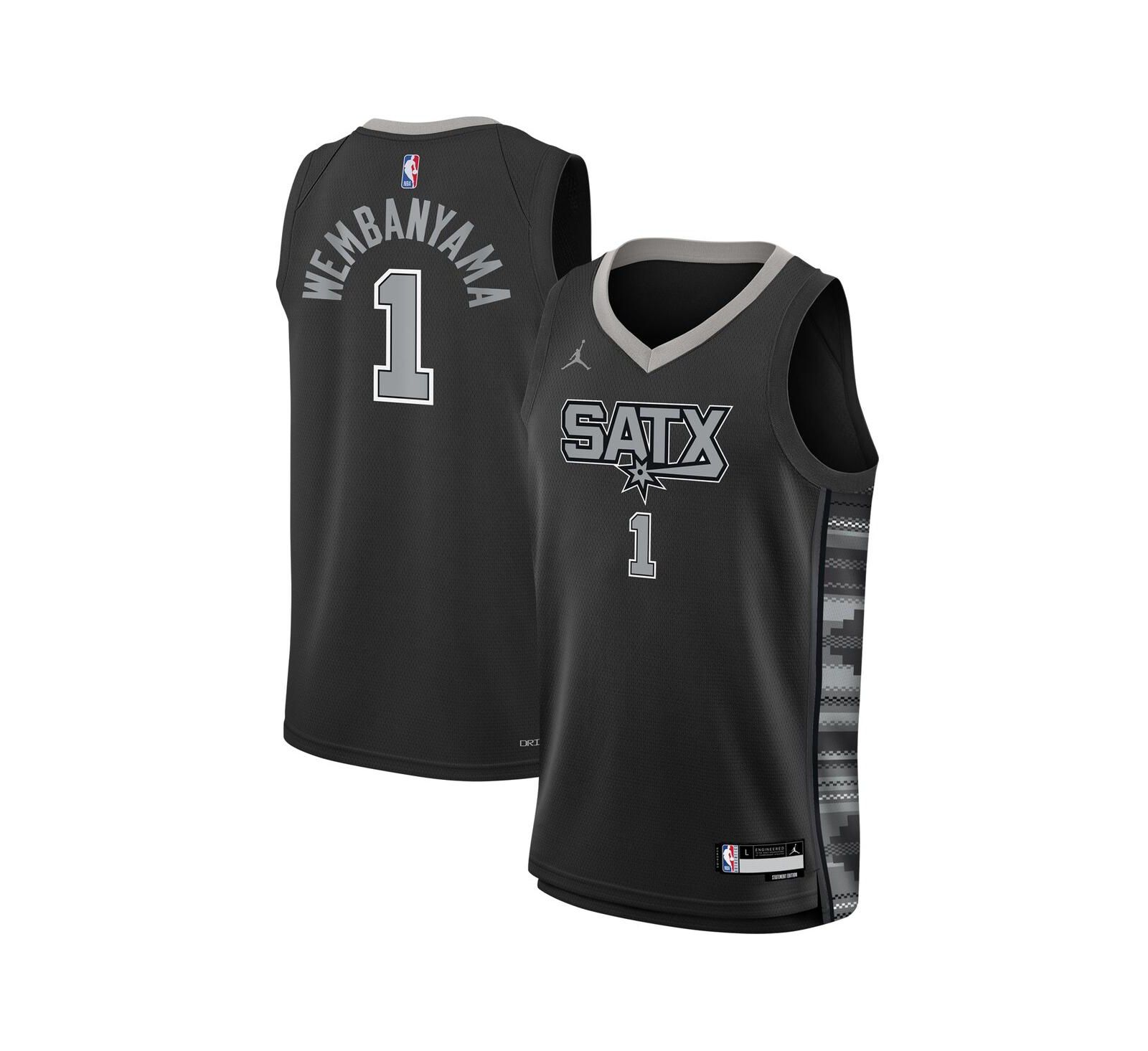 Джерси Jordan Victor Wembanyama Black San Antonio Spurs Swingman - Statement Edition