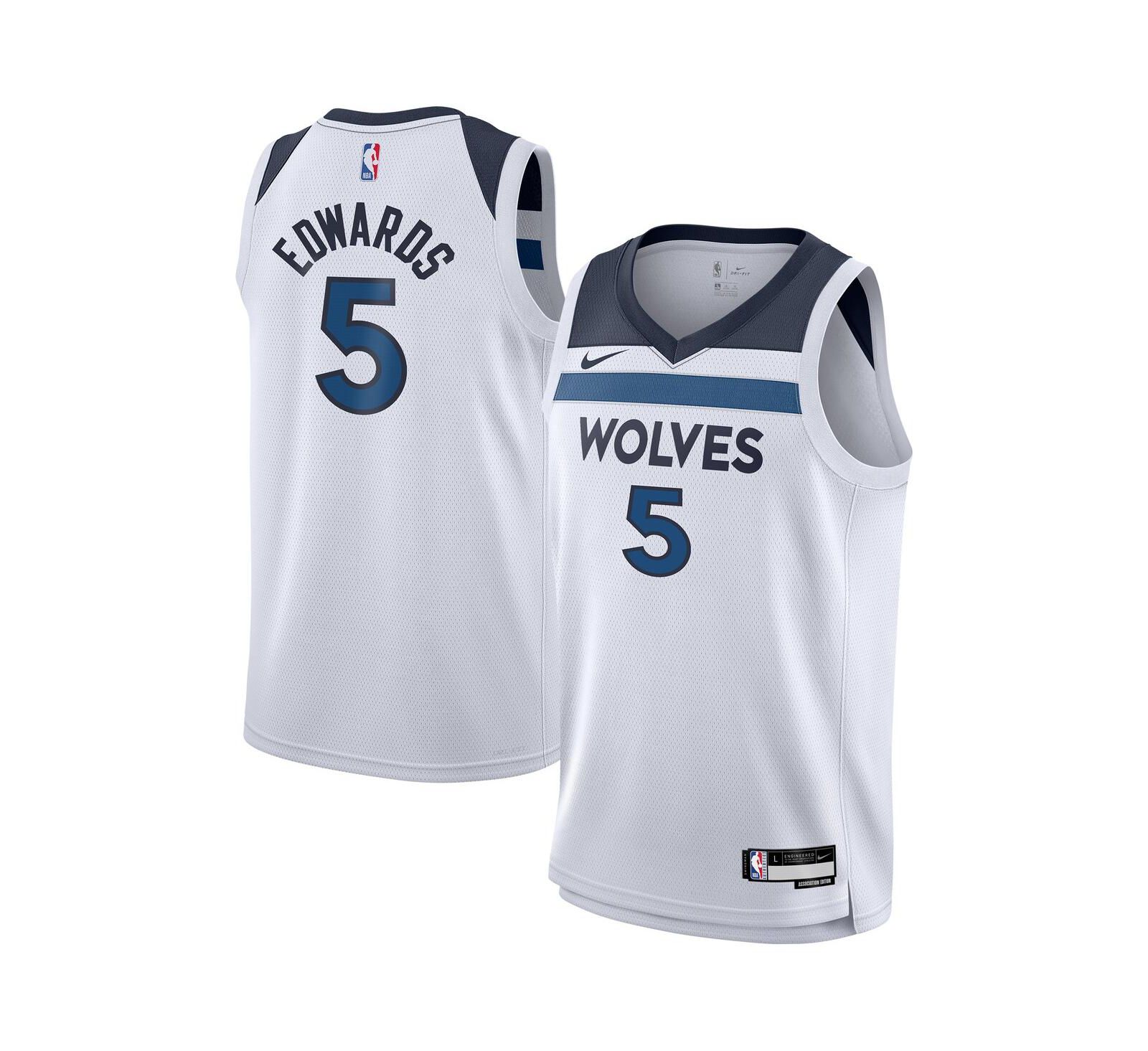 Nike джерси Anthony Edwards White Minnesota Timberwolves Swingman - Association Edition для мальчиков и девочек