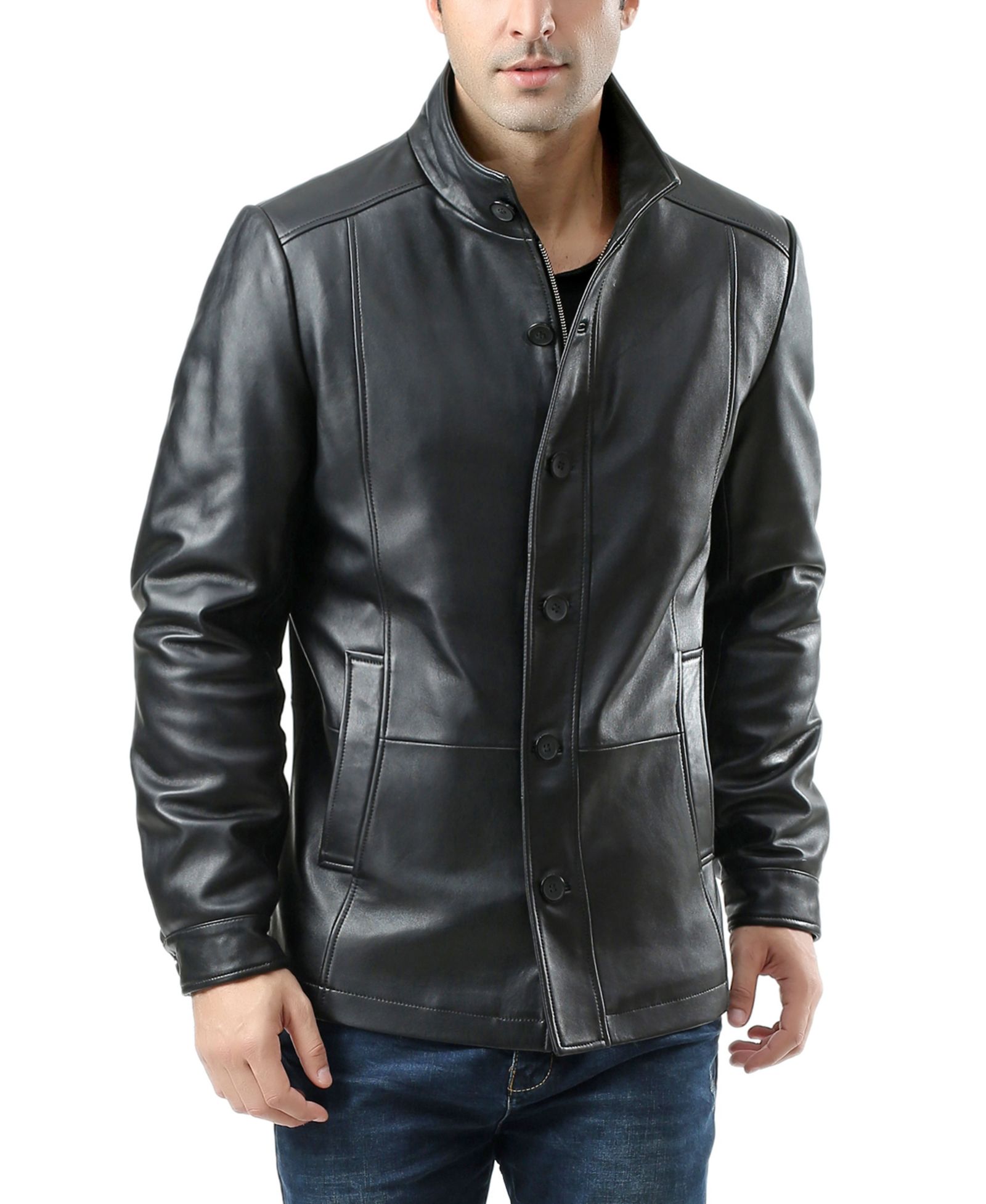 BGSD Men's Brady Leather City Car Coat