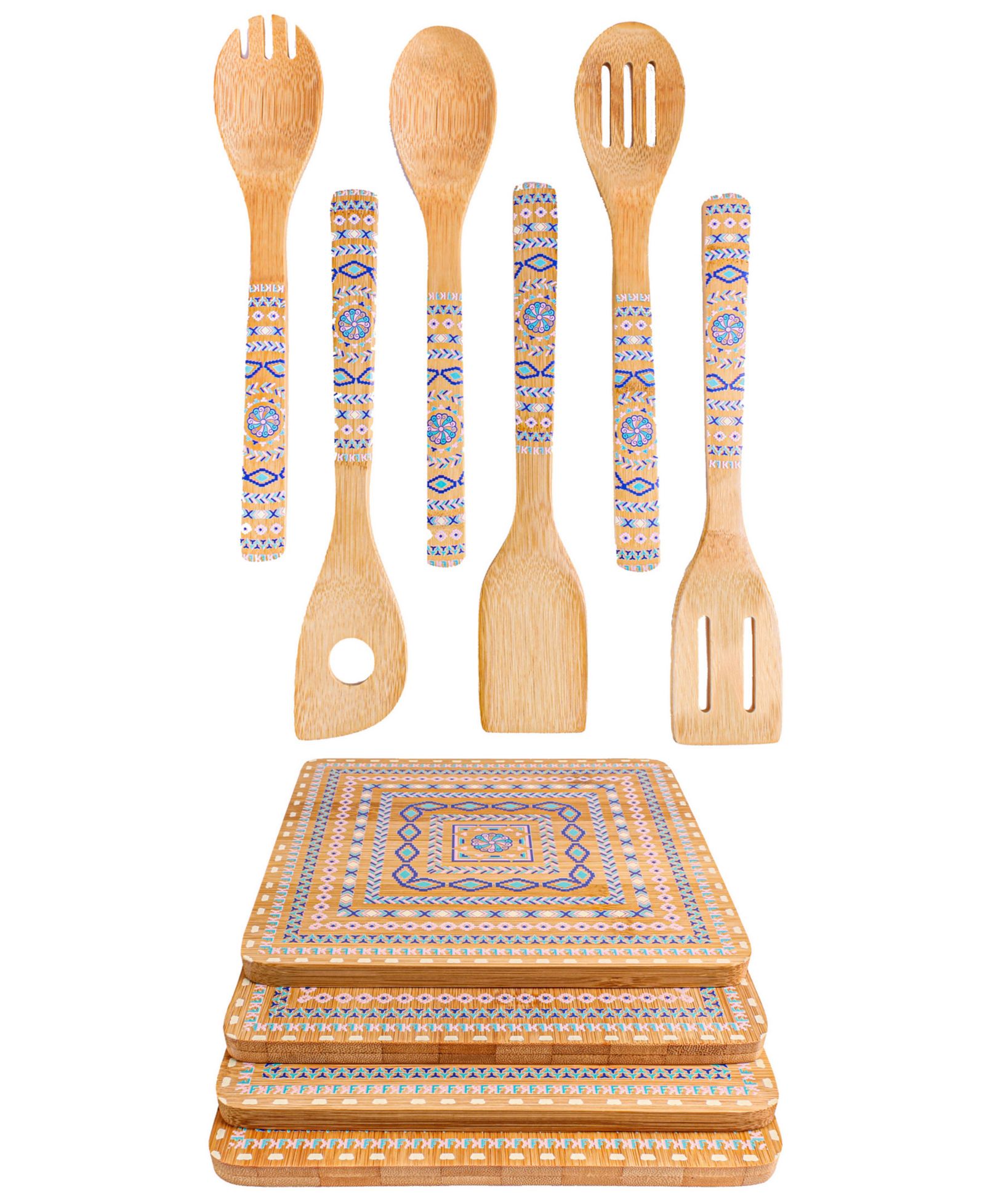 BergHOFF Bamboo 10 Piece Patterned Utensil Set