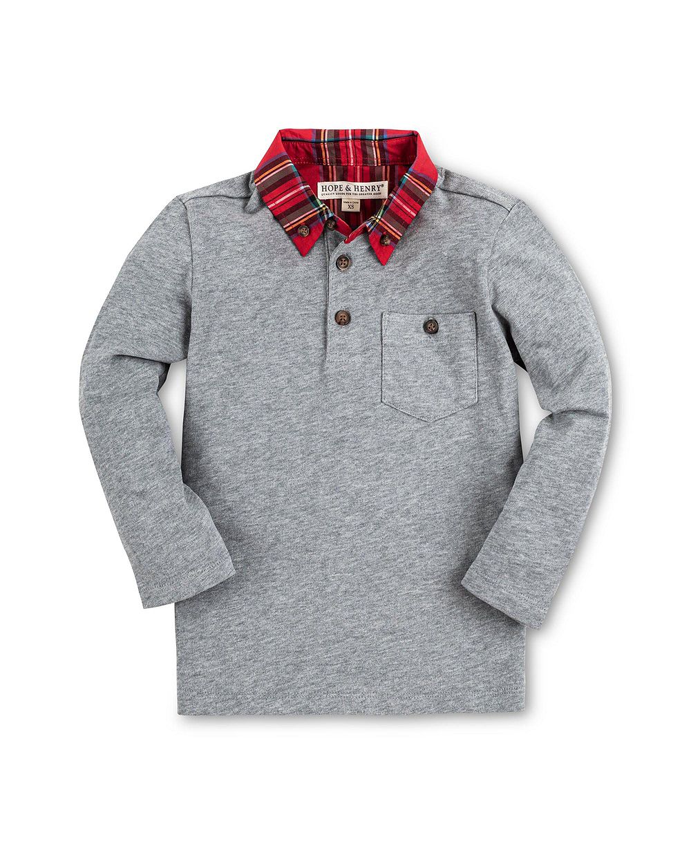 Поло для мальчиков Hope & Henry Long Sleeve Woven Collar