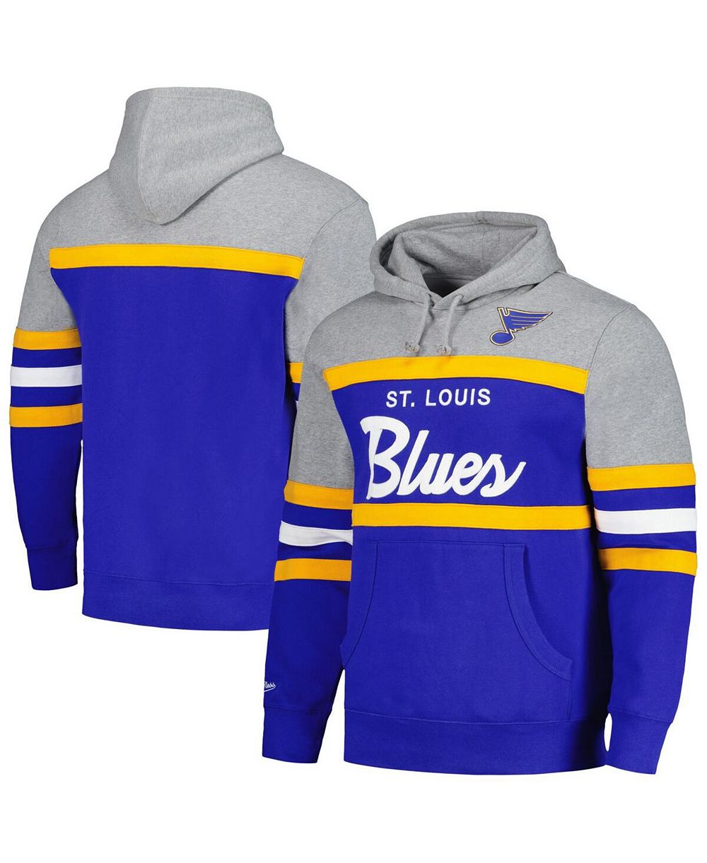 Men's Mitchell & Ness Blue, Gray St. Louis Blues Head Coach Pullover Hoodie