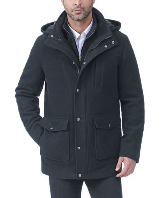 BGSD Men's Men Kenneth Wool Blend Car Coat with Bib