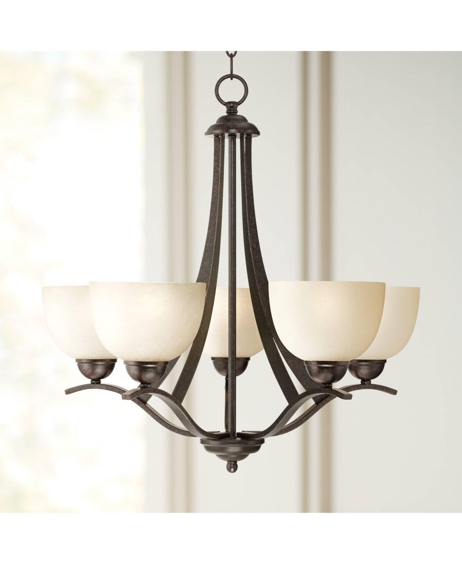 Regency Hill Подвесная люстра Regency Hill Bronze 5-Light Indian Scavo Glass 23" Wide