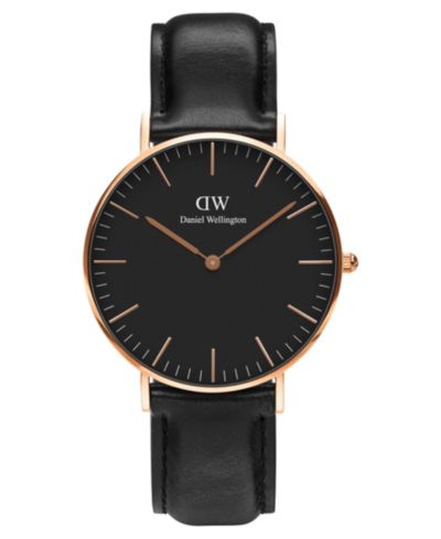 Daniel Wellington Unisex Classic Sheffield Black Leather Watch 36mm