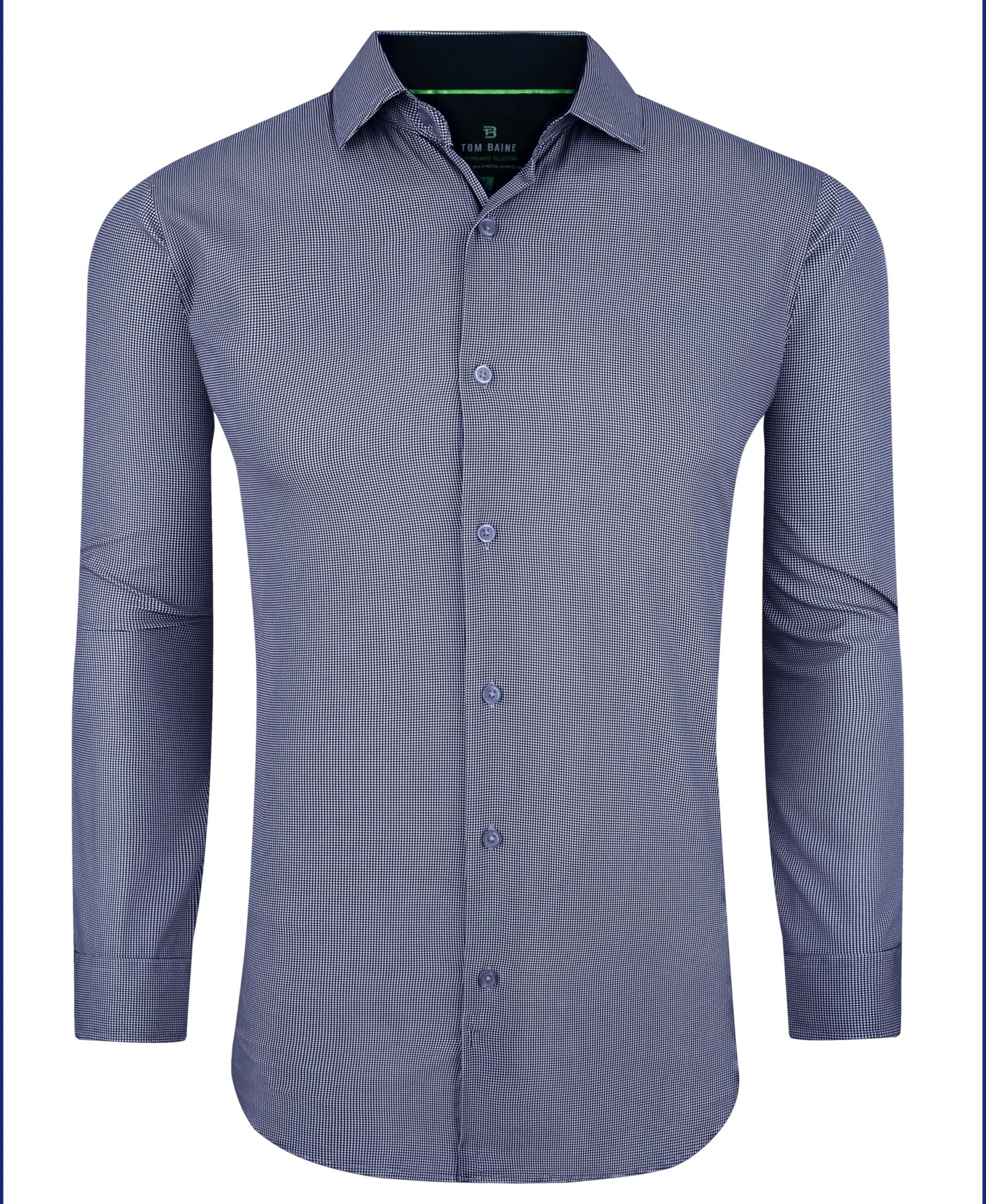 Tom Baine Men's Performance Stretch Mini Plaid Button Down Dress Shirt